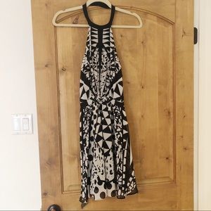 Black And Ehite Geometric Bardot Dress XS